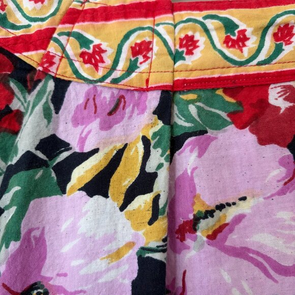 Vintage Christian Dior caftan one size floral bold cotton v-neck pullover - Picture 11 of 15